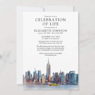 Invitación Celebración de la vida funeral al estilo acuarela 