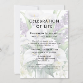 Invitación Celebración de la vida Funeral Calla Lily Floral