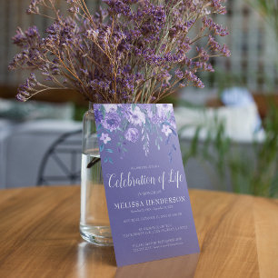 Invitación Celebración de la Vida Funeral Cardenal Floral Púr