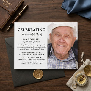 Invitación Celebración de la vida funeral con foto moderna y