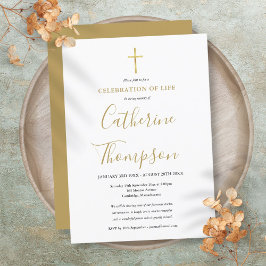 Invitación Celebración de la vida funeral con guión dorado