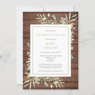 Invitación Celebración de la vida funeral con vegetación de m