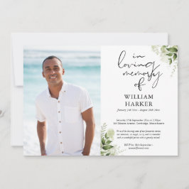 Invitación Celebración de la vida funeral con vegetación Foto
