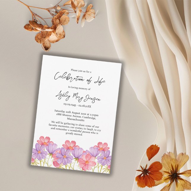 Invitación Celebración de la vida funeral cosmos (Subido por el creador)
