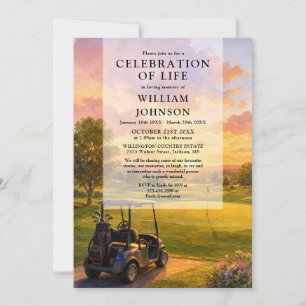 Invitación Celebración de la vida funeral de carrito de campo