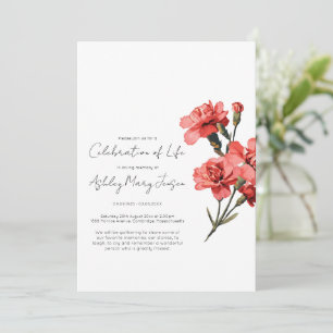 Invitación Celebración de la vida funeral de clavel