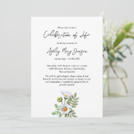 Invitación Celebración de la vida funeral de Daisy