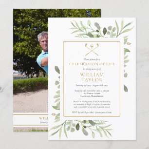 Invitación Celebración de la vida funeral de golfista Foto de