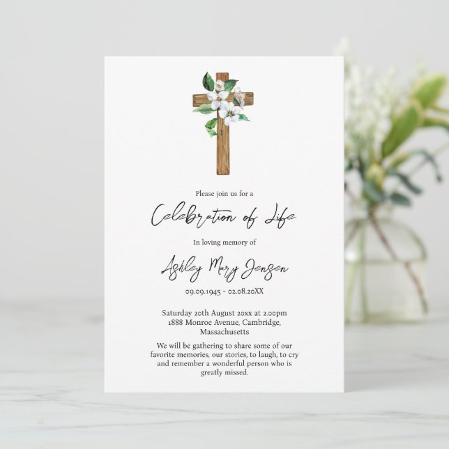 Invitación Celebración de la vida funeral de Jasmine Cross (Anverso de pie)