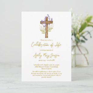 Invitación Celebración de la vida funeral de la Cruz de Lavan