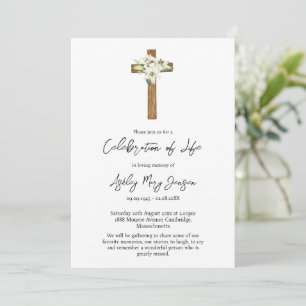 Invitación Celebración de la vida funeral de Lily Cross