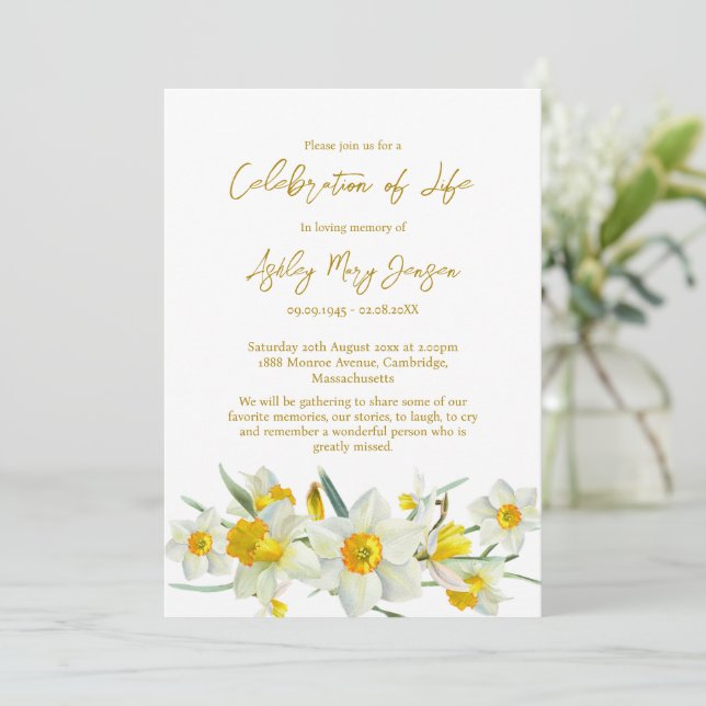 Invitación Celebración de la vida Funeral de Narciso (Anverso de pie)
