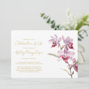 Invitación Celebración de la vida funeral de orquídea simple