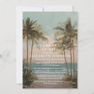 Invitación Celebración de la Vida Funeral de Palmeras de Play