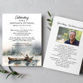 Invitación Celebración de la vida, funeral de pesca de piragü