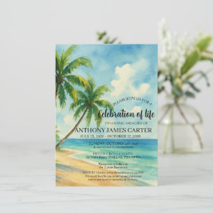 Invitación Celebración de la vida Funeral de playa tropical