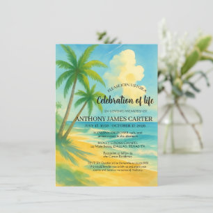 Invitación Celebración de la Vida Funeral de Playa Tropical