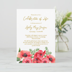 Invitación Celebración de la vida funeral de Poppy
