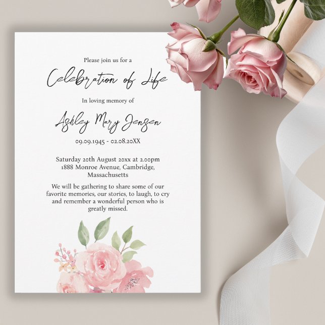 Invitación Celebración de la vida funeral de Rosa (Subido por el creador)