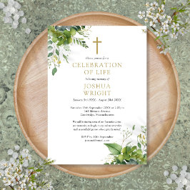Invitación Celebración de la vida funeral de vegetación crist