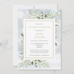 Invitación Celebración de la vida funeral de vegetación inver