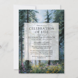 Invitación Celebración de la Vida Funeral del Bosque Floral