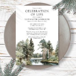 Invitación Celebración de la vida funeral del lago del bosque
