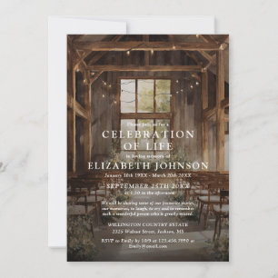 Invitación Celebración de la Vida Funeral en el Granero Rural