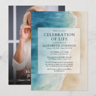 Invitación Celebración de la Vida Funeral en la Playa con Acu