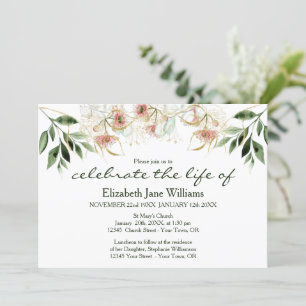 Invitación Celebración de la Vida   Funeral Eucalipto