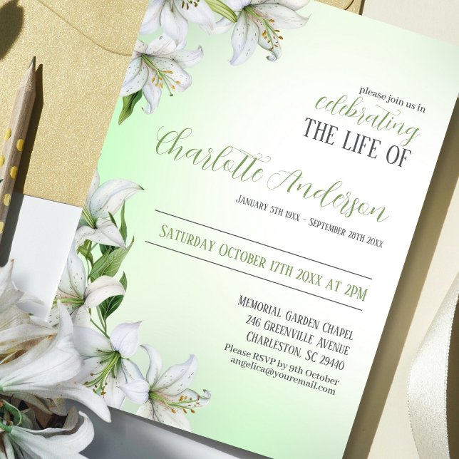 Invitación Celebración de la vida Funeral Floral (Subido por el creador)