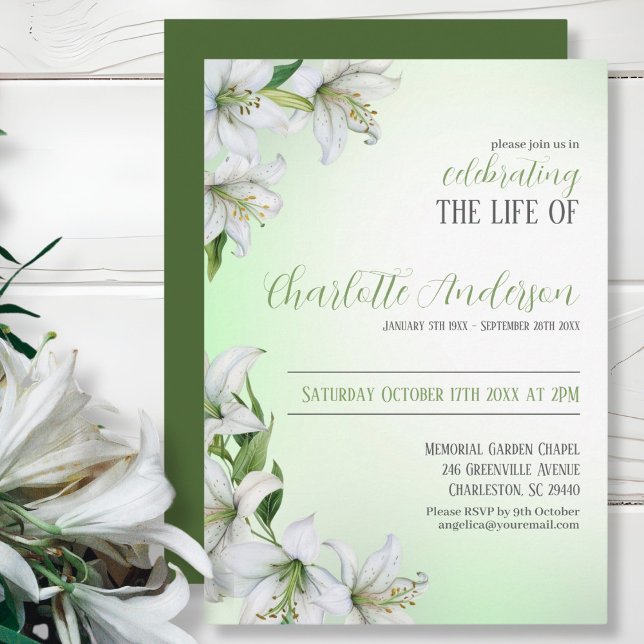 Invitación Celebración de la vida Funeral Floral (Subido por el creador)