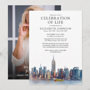 Invitación Celebración de la vida funeral foto Nueva York