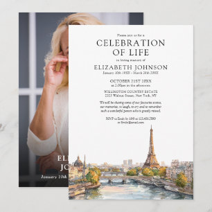 Invitación Celebración de la Vida Funeral Foto París Francia