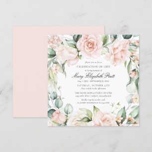 Invitación Celebración de la vida Funeral Foto Rosa Floral