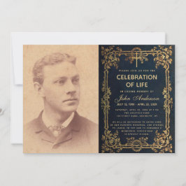 Invitación Celebración de la vida Funeral Foto Vines Blue Gol