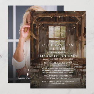 Invitación Celebración de la Vida Funeral Granero Campestre F