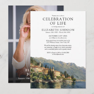 Invitación Celebración de la vida funeral Lago de Como Italia