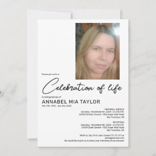 Invitación Celebración de la vida Funeral Memorial con foto