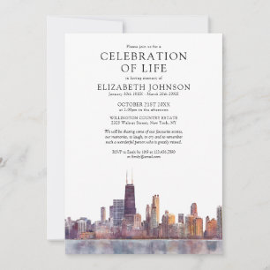 Invitación Celebración de la vida funeral memorial de Chicago