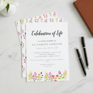 Invitación Celebración de la vida Funeral Memorial de flores