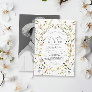 Invitación Celebración de la Vida Funeral Memorial de Flores