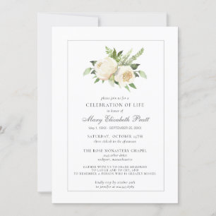 Invitación Celebración de la Vida Funeral Memorial Floral Bla