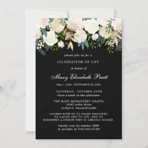 Invitación Celebración de la Vida Funeral Memorial Floral Bla