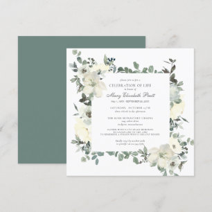 Invitación Celebración de la Vida Funeral Memorial Floral Bla