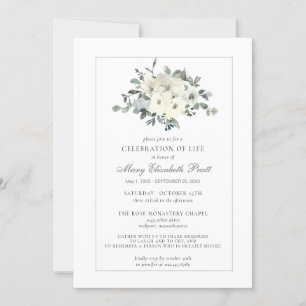 Invitación Celebración de la Vida Funeral Memorial Floral Bla