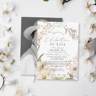 Invitación Celebración de la Vida Funeral Memorial Floral Bla