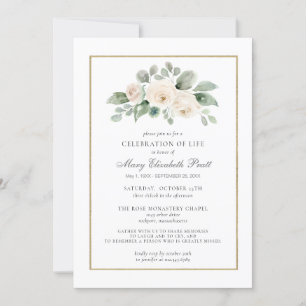 Invitación Celebración de la Vida Funeral Memorial Floral Bla