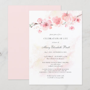 Invitación Celebración de la vida Funeral Memorial Floral Ros