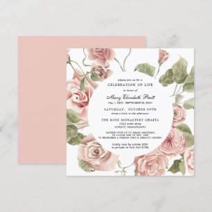 Invitación Celebración de la Vida Funeral Memorial Floral Ros